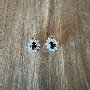 Red Gemstone & Rhinestone Earrings